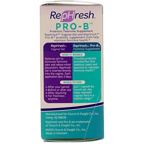 RepHresh Pro-B Vaginal Probiotic Feminine Supplement One Bottle 30 Count Rephresh Au supplements