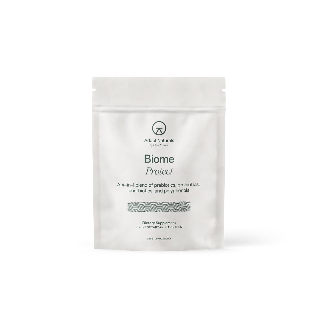 Adapt Naturals 4-in-1 Biome Protect Prebiotics, Probiotics Supplement Postbiotics & Polyphenols for Microbiome, Gut Health & Defense for Women & Men, 30 Day Supply