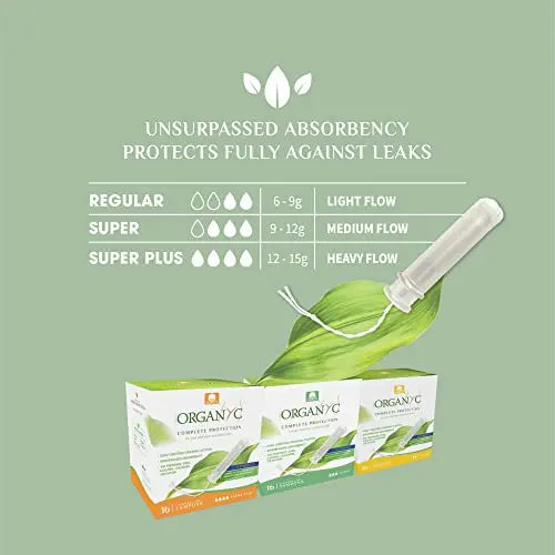Organyc 100% Certified Organic Cotton Tampons, Plant-Based Eco-Applicator, Regular Flow, 16 Count Organyc Au supplements