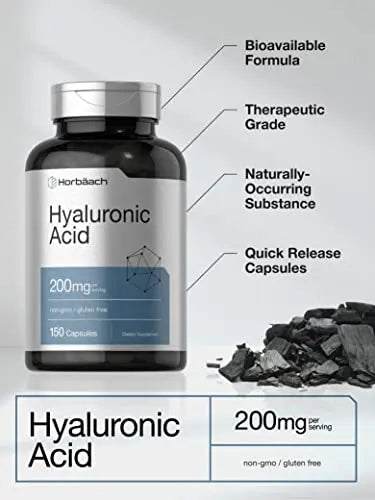 Hyaluronic Acid Supplement | 200 mg | 150 Capsules | Non-GMO and Gluten Free Supple Horbäach Au supplements