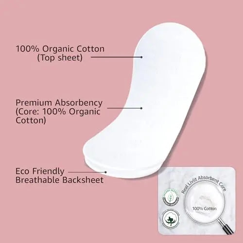 Livlit Ultra Thin Panty Liners Sanitary Pads, 100% Certified Organic Cotton from Texas, Light Absorbency LIVLIT Au supplements