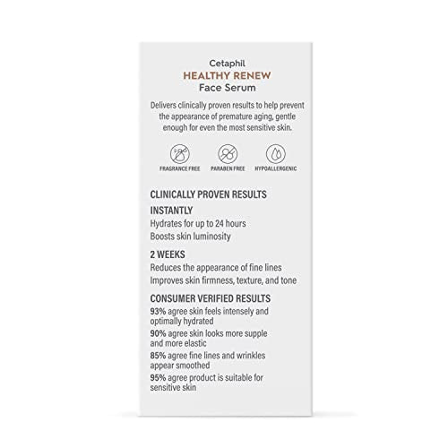 Cetaphil Healthy Renew Anti Aging Face Serum 1 Oz, Retinol Alternative Serum for Face with Niacinamide & Peptides