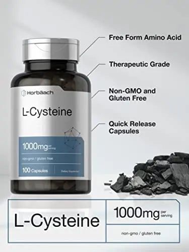 L-Cysteine 1000mg | 100 Powder Capsules | Non-GMO, Gluten Free Supplement Horbäach Au supplements