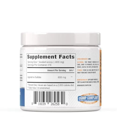 Muscle Empire Agmatine Sulfate Powder - Enhanced Nitric Oxide Production & Lean Muscle Muscle Empire Au supplements