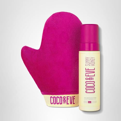 Coco & Eve Self Tanner Foam Kit - (Medium) Streak-Free Sunless Tanning Mousse, Tropically Scented Natural Looking Tan