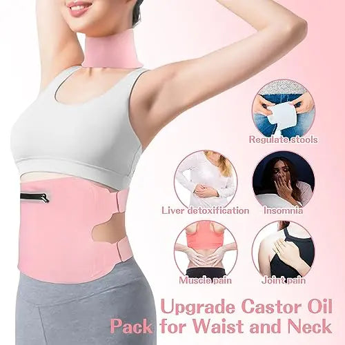 Fshyos Upgrade Castor Oil Wrap Plus Size Kit with Unrefined Castor Oil for Liver Detox Fshyos Au supplements