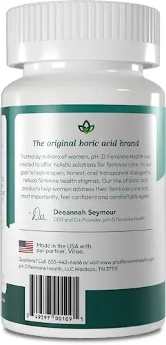 pH-D Feminine Health - 600 mg Boric Acid Suppositories - Woman Owned - for Vaginal Odor Use - 12 Count pH-D Feminine Health Support Au supplements