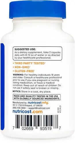 Nutricost Coleus Forskohlii 500mg, 60 Capsules - Maximum Strength Formula Nutricost Au supplements