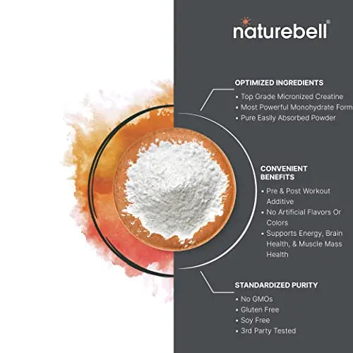 NatureBell Creatine Monohydrate Powder 500 Grams, 5000mg Per Serving NatureBell Au supplements