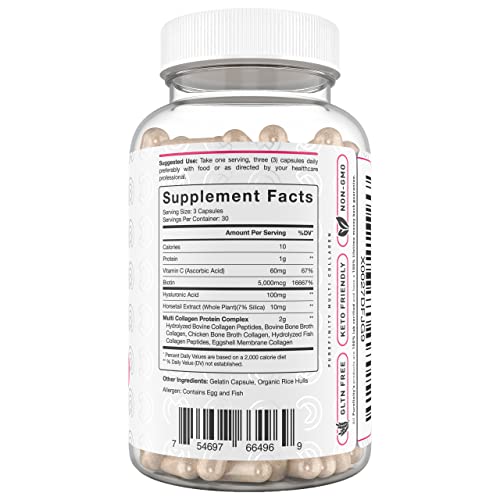 PUREFINITY Collagen Peptides for Women – Type I, II, III, V & X with Biotin & Hyaluronic Acid, Supports Healthy Skin, Bones, Hair & Nails – Non-GMO, Grass-Fed (90 Capsules, 1 Month Supply) PUREFINITY Au supplements