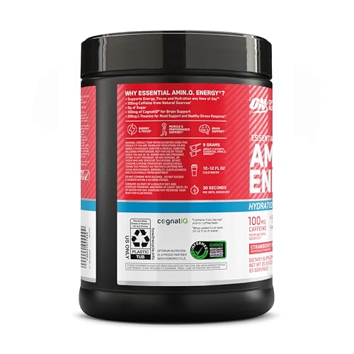 Optimum Nutrition Amino Energy Powder Plus Focus, with BCAA, Electrolytes, and Caffeine, Strawberry Burst, 65 Servings Optimum Nutrition Au supplements
