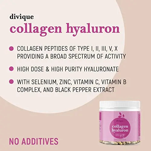 Collagen Capsules Divique Collagen Hyaluron 1500mg Collagen Peptides Type 1, 2, 3, 5, 10 Divique Au supplements