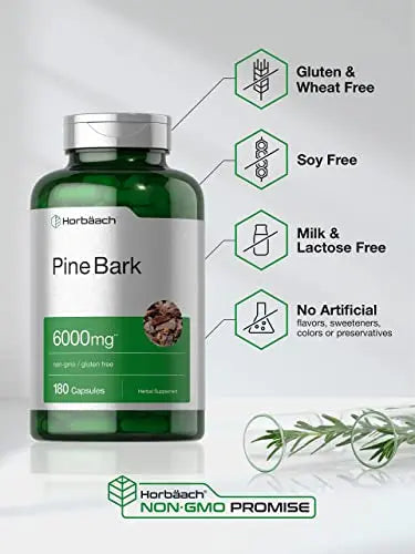 Pine Bark Extract | 6000 mg | 180 Capsules | Standardized to Contain 380 mg Proanthocyan Horbäach Au supplements