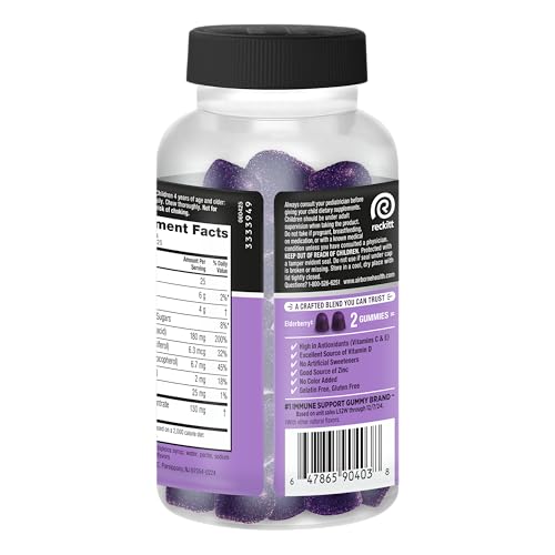 Airborne Elderberry + Zinc & Vitamin C Gummies For Adults, Immune Support Vitamin D & Zinc Gummies With Powerful Antioxidant Vitamins C D & E