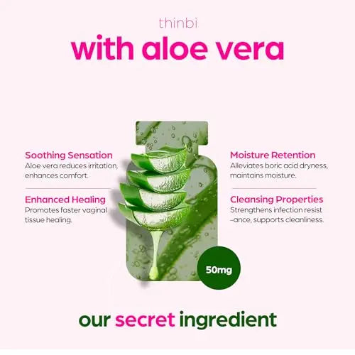 Thinbi Boric Acid Suppositories for Women w/Aloe Vera - BV Treatment & PH Balance Artnaturals Au supplements