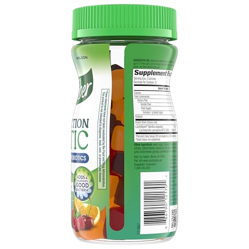 Benefiber Prebiotic  Friendly Fiber Supplement Gummies with Probiotics for Digestive Health, Assorted Fruit Flavors - 50 Count