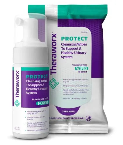 Theraworx Protect U-Pak 60-Ct Wipes & Hygiene Foam 3.4 oz for Urinary Health (Pack of 1) THERAWORX PROTECT Au supplements