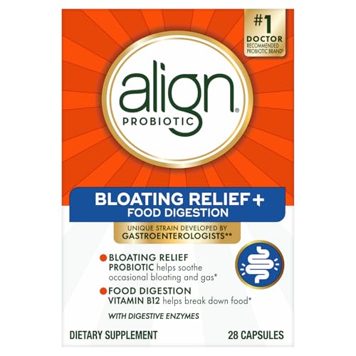 Align Probiotic Bloating Relief + Food Digestion, Probiotics for Women and Men, #1 Doctor Recommended Brand‡, Promotes Digestive Health and Helps Support the Metabolism of Food*, 28 Capsules Align Au supplements