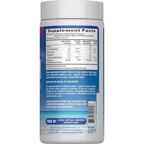 Natural Vitality Calm, Magnesium Citrate Supplement, Stress Relief Gummies, Supports a Healthy Response to Stress, Gluten Free
