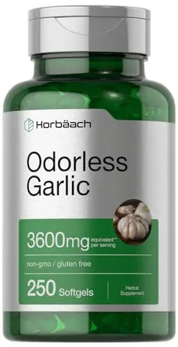 Odorless Garlic Softgels | 250 Count | Ultra Potent Garlic Extract | Non-GMO & Gluten Free Horbäach Au supplements