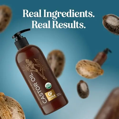 Hexane Free Organic Castor Oil - USDA Organic Castor Oil for Body Detox Hair Growth & Skin Care Maple Holistics Au supplements