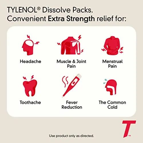 Tylenol Extra Strength Dissolve Packs, 500 mg Acetaminophen Pain Reliever & Fever Reducer Tylenol Au supplements