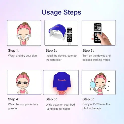 Frovab 7 in 1 Colors LED Light Therapy Mask, Red & Blue Face Mask Light Therapy, Portable & Flexiable Frovab Au supplements
