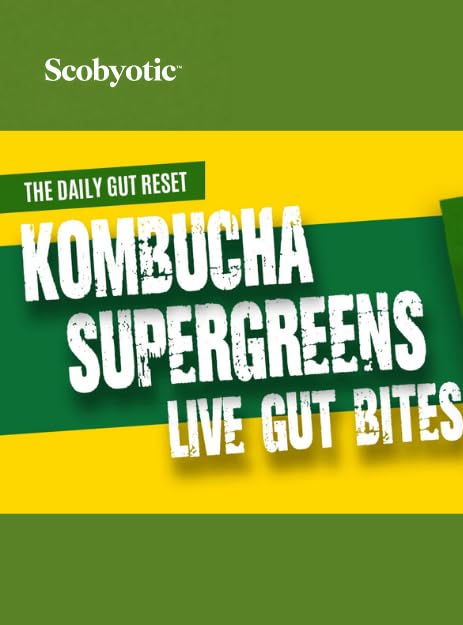 Scobyotic® Kombucha Supergreens Live Gut Bites – 10 Billion CFU Probiotics + Prebiotics & Postbiotics – Kombucha & Supergreens – Freeze-Dried Probiotic Supplement Scobyotic Au supplements