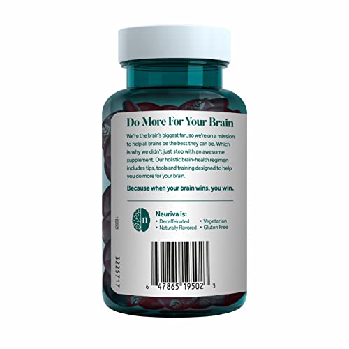 NEURIVA Plus Decaffeinated Nootropic Brain Supplement for Memory, Focus & Concentration & Cognitive Function, Clinically Tested NeuroFactor, Phosphatidylserine, Vitamins B6 B12,50ct Strawberry Gummies NEURIVA Au supplements