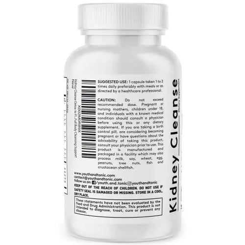 Youth & Tonic Kidney Cleanse Detox for Residual Metabolic Waste & Excess Body Water for Urinary Tract Youth & Tonic Au supplements