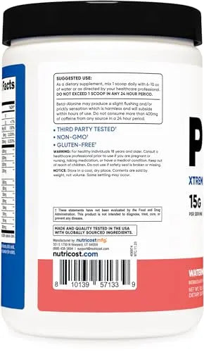 Nutricost Pre-Workout Xtreme, Watermelon, 30 Servings, Vegetarian, Non-GMO and Gluten Nutricost Au supplements