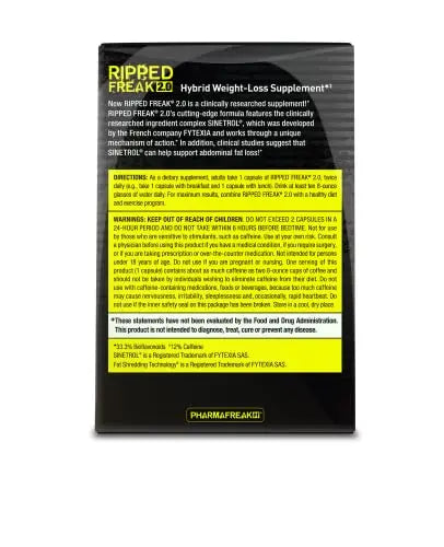 Pharmafreak Ripped Freak 2.0 - Hybrid Weight Loss Supplement - USA - 60ct (Bottle Only) Pharmafreak Au supplements