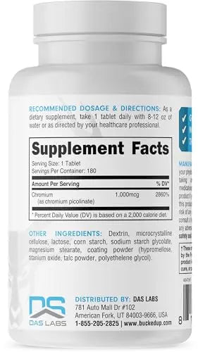 Bucked Up Chromium Picolinate 1000mcg Per Serving, Bucked Up Essentials (180 Servings Bucked Up Au supplements