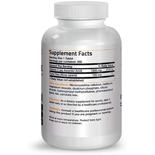 Bronson Vitamin C 1000 mg with Rose Hips Sustained Release, 250 Tablets Bronson Au supplements
