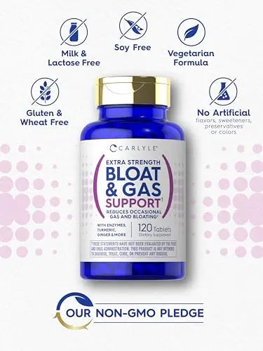 Carlyle Bloat & Gas Support for Men & Women | 120 Tablets | Extra Strength Pills | Supplement Carlyle Au supplements