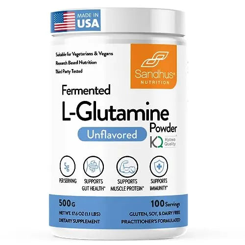 Sandhu's L-Glutamine - 100 Servings -Made in USA -500 Gram- Non-GMO- Amino Sandhu's Au supplements