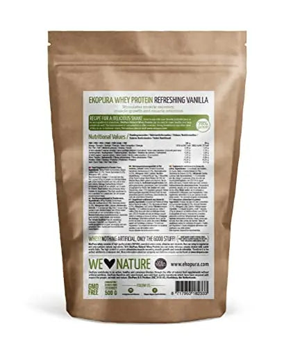 Ekopura Natural Whey Protein - Vanilla - 500g | 78% Protein | 100% Natural Grass Fed Whey Ekopura Au supplements