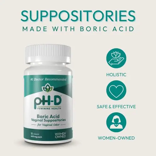 pH-D Feminine Health - Boric Acid Starter Bundle - pH-D Boric Acid Vaginal Suppositories 12 Count pH-D Feminine Health Support Au supplements