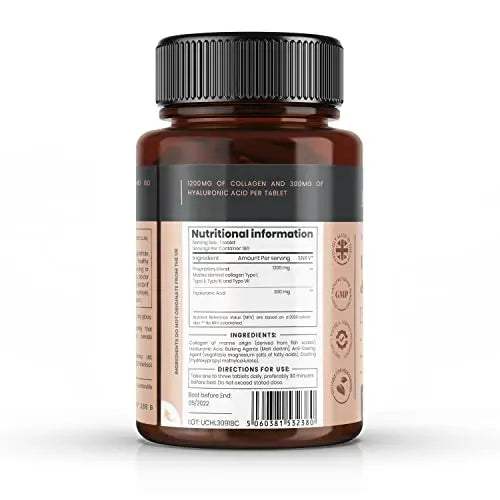 UltraColl Collagen & Hyaluronic Acid 1500mg x 360 Tablets (2 bottles of 180)-1 Years Supply Pureclinica Au supplements