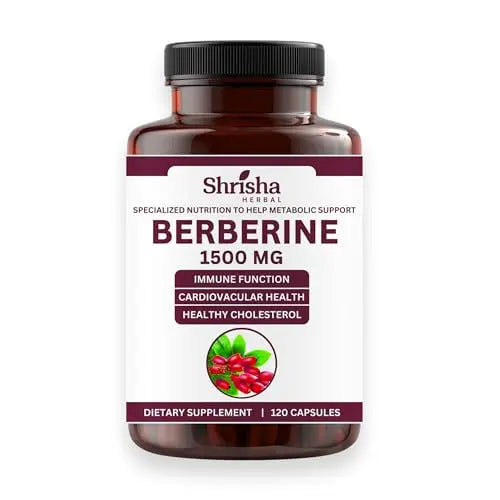 SHRISHA HERBAL Indian Berberine 1500mg - Berberine HCl 500mg Per Capsule - Support SHRISHA HERBAL Au supplements