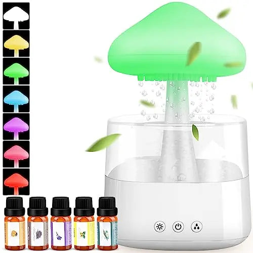 Mushroom Humidifier with Essential Oils, Night Light with 7 Changing Colors, Desk Cloud Lights Mriykio Au supplements