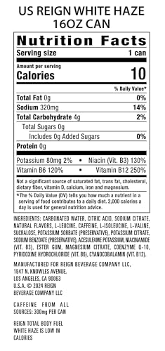 Reign Total Body Fuel, White Haze, Fitness & Performance Drink, 16 Fl Oz REIGN Au supplements