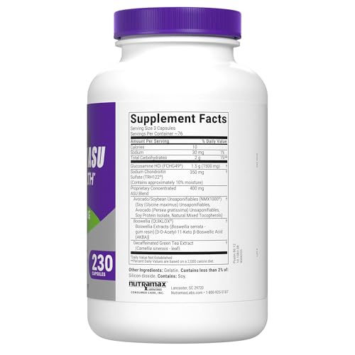 Nutramax Laboratories Cosamin® ASU Joint Health Supplement with Glucosamine, Chondroitin & ASU for Adult Men & Women, Joint Supplement, 230 Capsules Nutramax Laboratories Au supplements