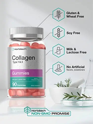 Hydrolyzed Collagen Gummies | 90 Count | Strawberry Flavored Gummy Supplement Horbäach Au supplements