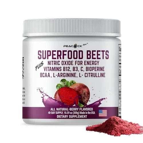 Peacock Max Superfoods Blend Immunity Support Vegan Gluten Free (Beets Nitric Oxide B12 Powder) Peacock Max Au supplements