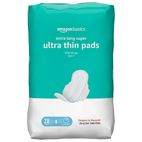 Amazon Basics Ultra Thin Pads with Flexi-Wings for Periods, Extra Long Length, Super Absorbency Amazon Basics Au supplements