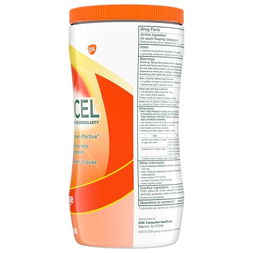CITRUCEL Fiber Powder for Occasional Constipation Relief, Methylcellulose Fiber Powder, Orange Flavor - 30 Ounces