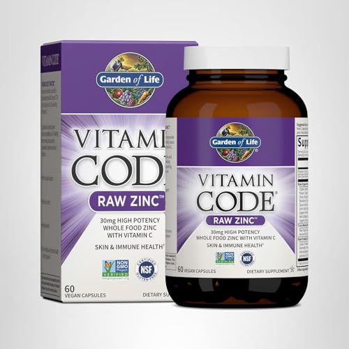 Garden of Life Zinc Supplements 30mg High Potency Raw Zinc and Vitamin C Multimineral Supplement, Vitamin Code Vitamins Trace Minerals & Probiotics
