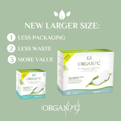 Organyc New and Improved 100% Certified Organic Cotton Overnight Feminine Pads Organyc Au supplements