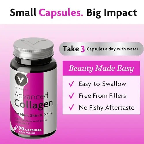 Premium Collagen Supplements for Women - High Strength Marine Collagen with Hyaluronic Acid, Biotin, Vitamin C & E V Vitamini Au supplements